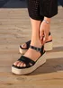Linzi Contour Black Faux Leather Flatform Two Part Sandal - 607 Image 1