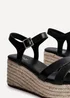 Linzi Contour Black Faux Leather Flatform Two Part Sandal - 607 Image 4