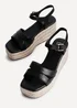 Linzi Contour Black Faux Leather Flatform Two Part Sandal - 607 Image 5