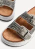 Linzi Glitzy Silver Diamante Double Buckle Flatform Slider Sandal - 627 Image 5