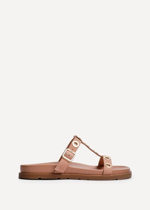 Linzi Notice Dusky Pink Faux Leather Studded Flat Sandals - 627 Image 2