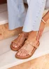Linzi Notice Dusky Pink Faux Leather Studded Flat Sandals - 627 Image 1