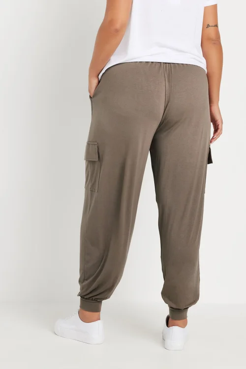 Yours Curve Brown Cargo Harem Joggers - 30-32 Image 3