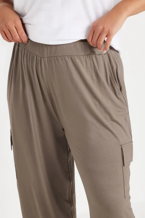 Yours Curve Brown Cargo Harem Joggers - 30-32 Image 4