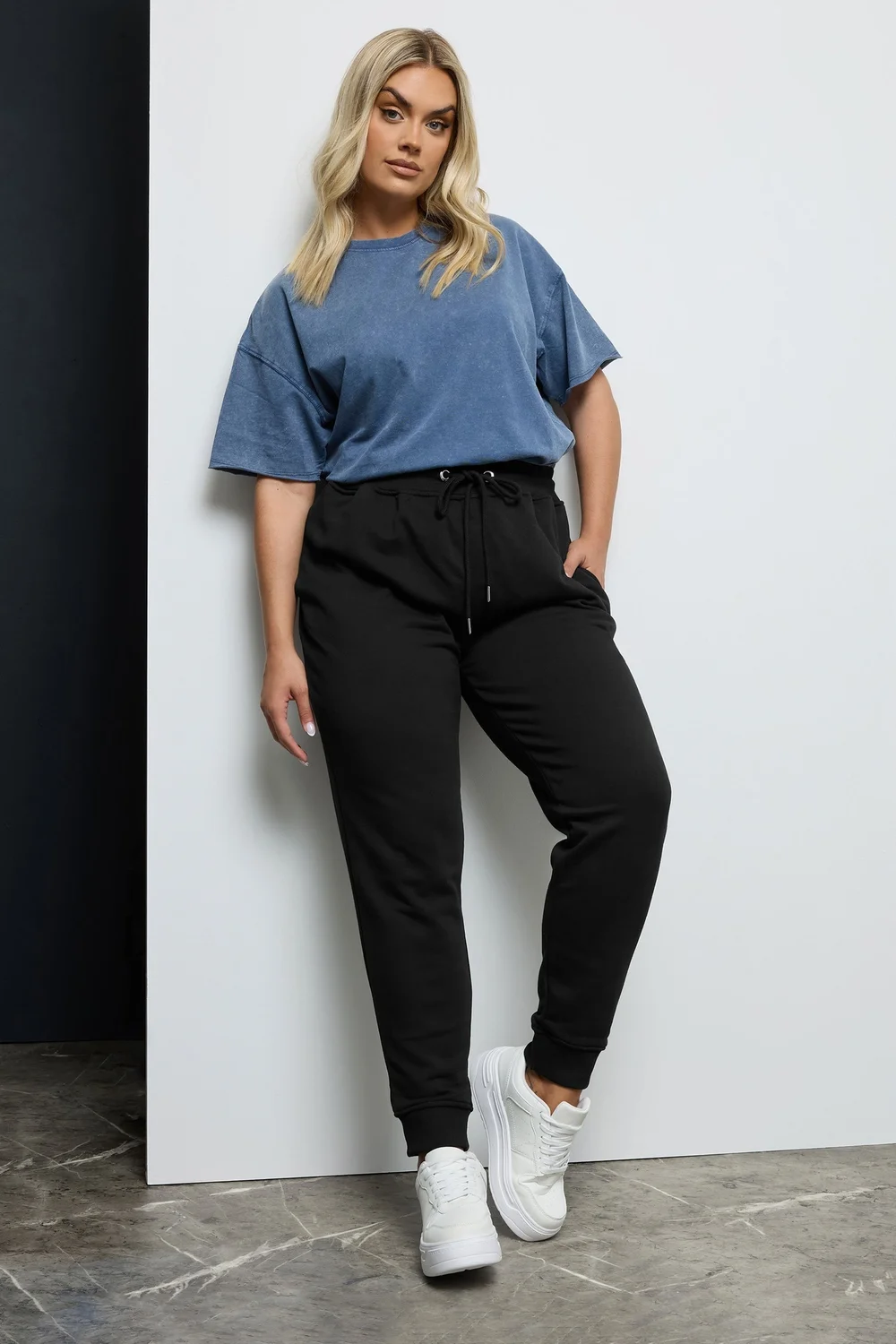 Yours Curve Black Elasticated Stretch Joggers - 22-24 Image 2