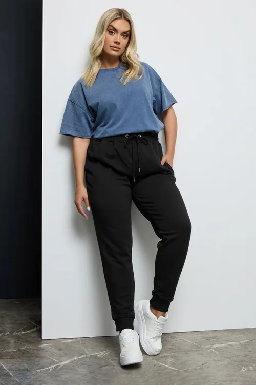 Yours Curve Black Elasticated Stretch Joggers - 22-24 Image 2