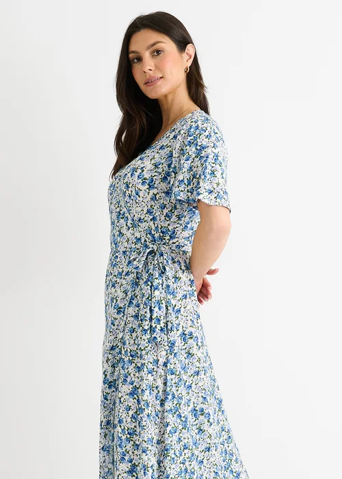 Gini London Blue Floral Wrap Midi Dress - 14 Image 3