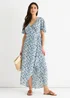 Gini London Blue Floral Wrap Midi Dress - 14 Image 1