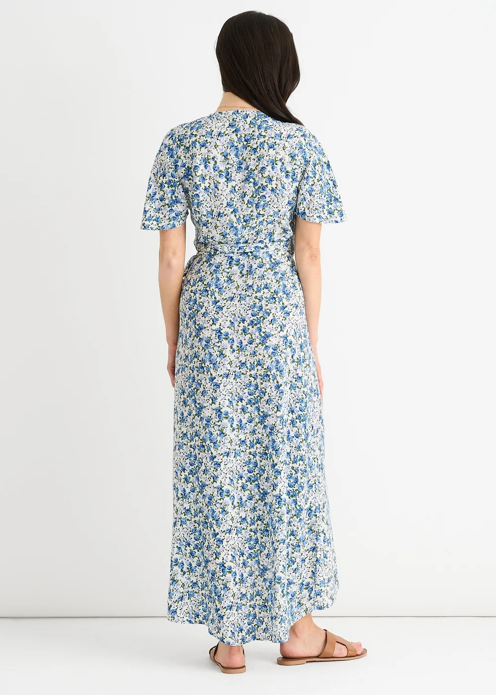 Gini London Blue Floral Wrap Midi Dress - 14 Image 2