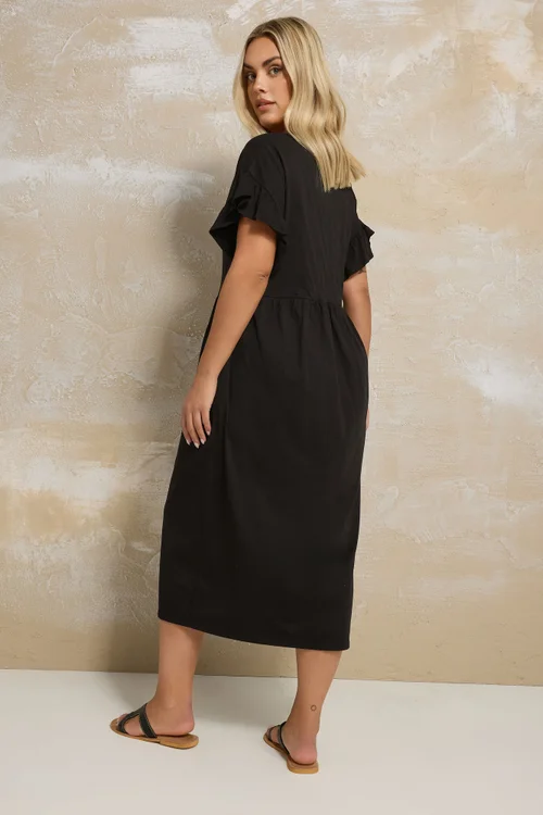 Yours Curve Black Peplum Midaxi Dress - 18 Image 3