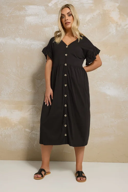 Yours Curve Black Peplum Midaxi Dress - 18 Image 4