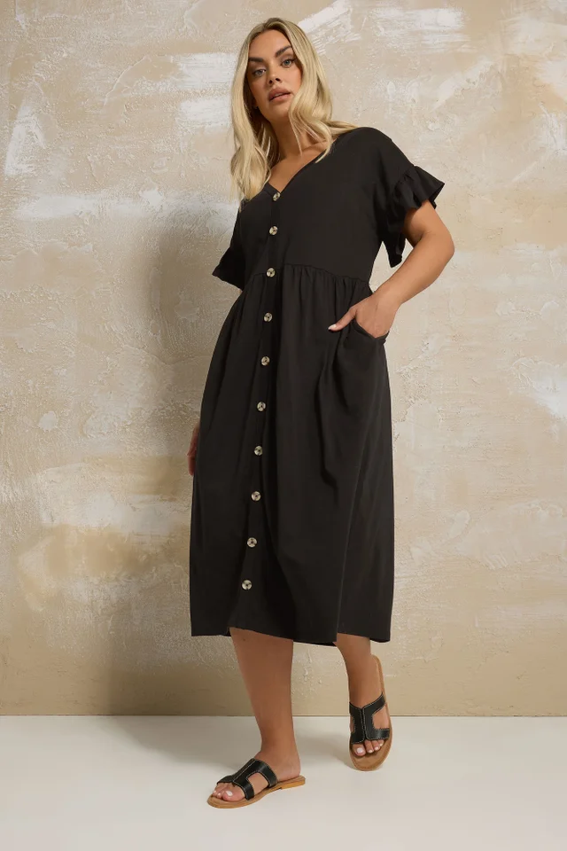 Yours Curve Black Peplum Midaxi Dress