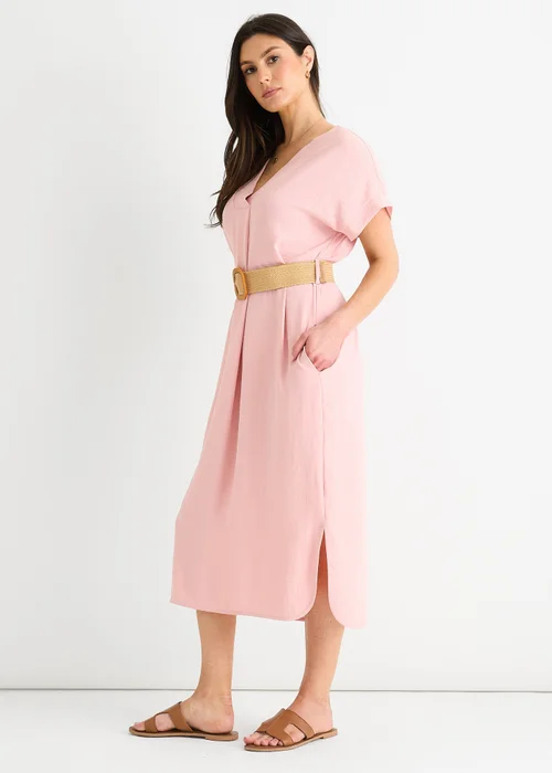 Gini London Blush Pink Air Flow Belted Oversized Dress - S/M Image 4