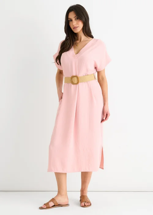 Gini London Blush Pink Air Flow Belted Oversized Dress - S/M Image 1