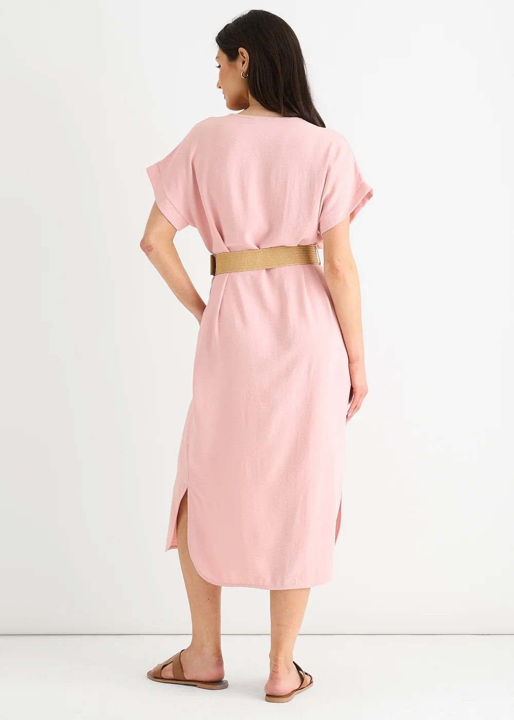 Gini London Blush Pink Air Flow Belted Oversized Dress - S/M Image 2