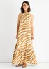 Gini London Brown Zebra Print Halter Neck Maxi Dress - Size 12 Image 1