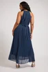 Yours London Curve Navy Blue Corsage Detail Pleated Maxi Dress - 22 Image 3