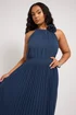Yours London Curve Navy Blue Corsage Detail Pleated Maxi Dress - 22 Image 4