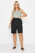 Yours Curve Black Elasticated Cool Cotton Shorts - 34-36 Image 2