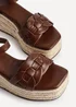 Linzi Grazia Brown Faux Leather Plaited Platform Wedge - Size 8 Image 5