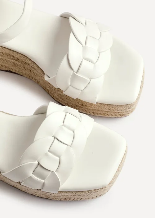 Linzi Grazia White Faux Leather Plaited Platform Wedge - Size 3 Image 4