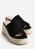 Linzi Espresso Black Faux Suede Espadrille Inspired Mule Wedges - Size 5 Image 4