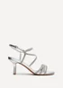 Linzi Charm Silver Faux Leather Strappy Diamante Heeled Sandal - Size 7 Image 2