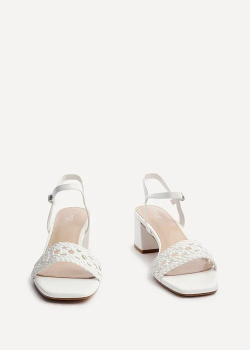 Linzi Ruthie White Faux Leather Handwoven Low Block Heeled Sandal - Size 8 Image 3