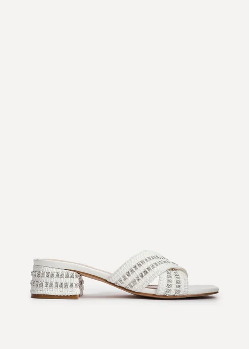 Linzi Zadie White Raffia Embellished Block Heel Mule Sandal - Size 4 Image 2