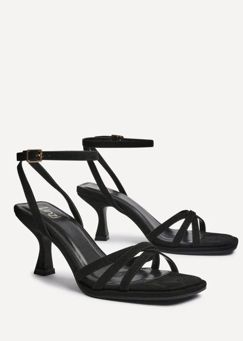 Linzi Faro Black Faux Suede Strappy Heeled Sandals - Size 6 Image 4
