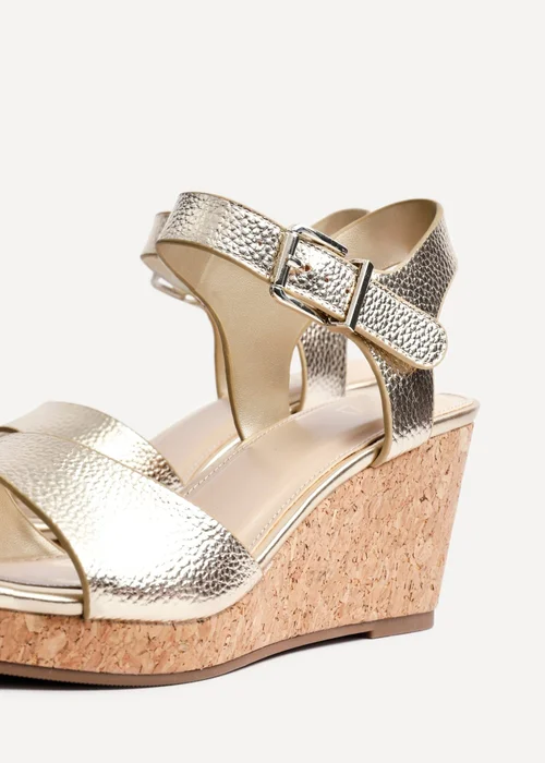 Linzi Sierra Gold Cork Platform Wedges - Size 6 Image 4