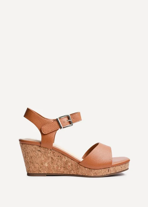 Linzi Sierra Tan Faux Leather Cork Platform Wedge - Size 6 Image 2