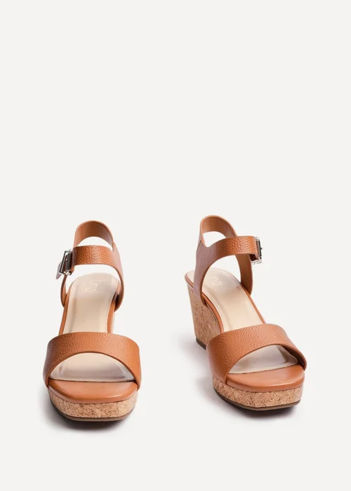 Linzi Sierra Tan Faux Leather Cork Platform Wedge - Size 6 Image 3