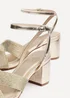 Linzi Alessia Gold Woven Loop Design Block Heeled Sandals - Size 4 Image 5