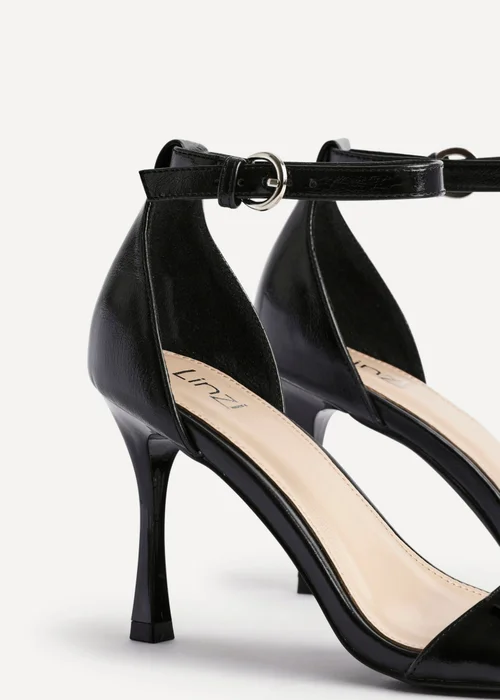 Linzi Prestige Black Faux Leather Stiletto Heeled Sandals - Size 5 Image 4