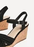 Linzi Elyah Black Faux Suede Cork Wedge - Size 8 Image 5