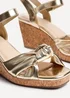 Linzi Elyah Gold Faux Leather Cork Wedge - Size 6 Image 4