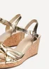 Linzi Elyah Gold Faux Leather Cork Wedge - Size 6 Image 5