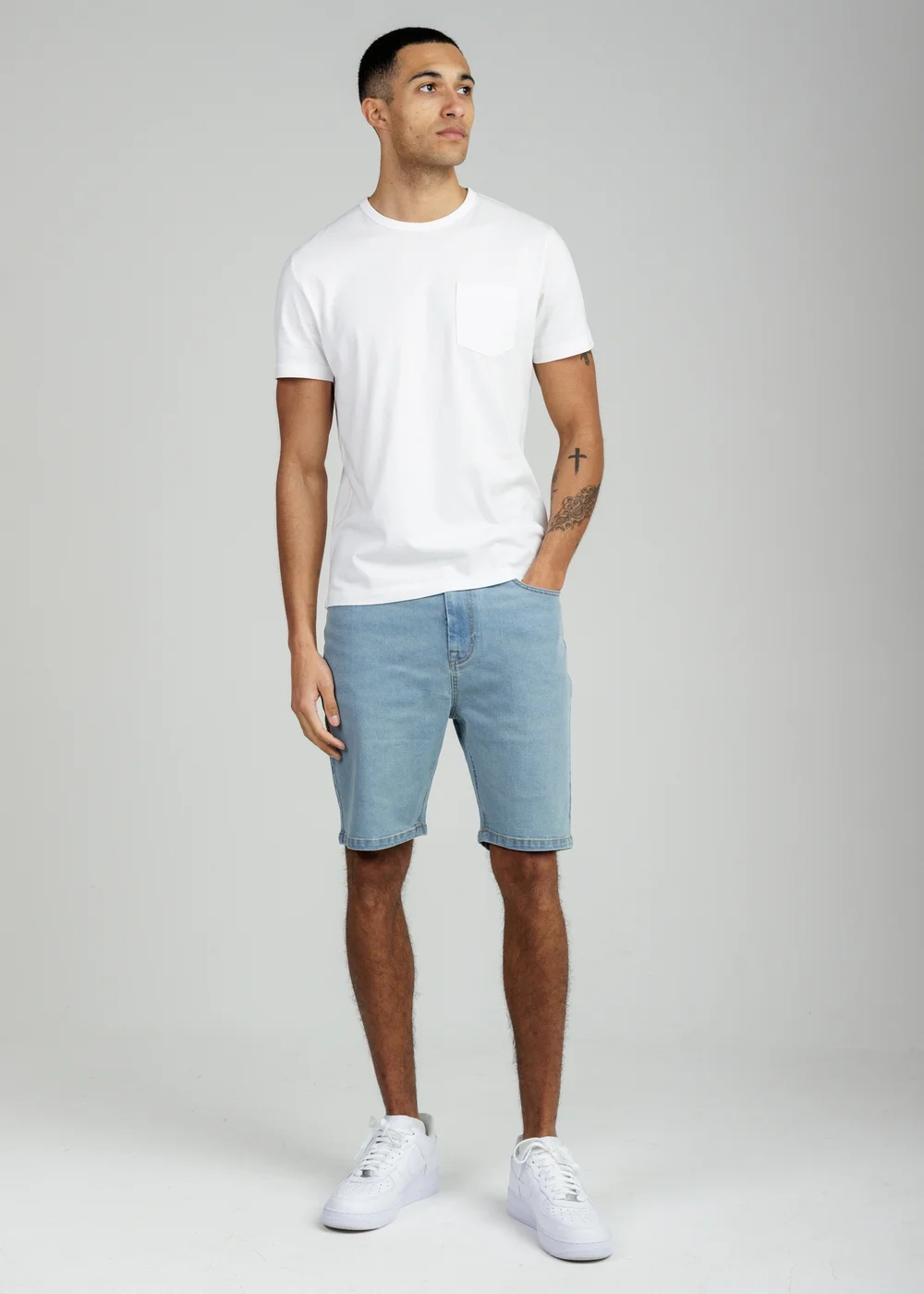 Tokyo Laundry Light Blue Cotton Blend Regular-Fit Denim Shorts - L Image 4