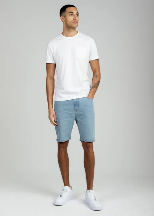 Tokyo Laundry Light Blue Cotton Blend Regular-Fit Denim Shorts - L Image 4
