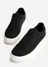 Linzi Henley Black Textured Slip On Platform Trainers - Size 6 Image 4