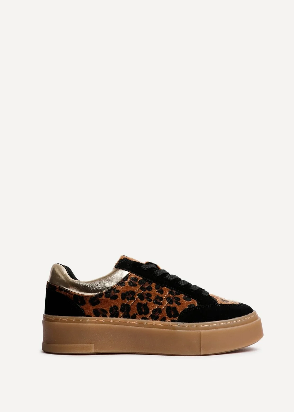 Linzi Nyra Leopard Print Lace Up Flatform Trainers - Size 6 Image 2
