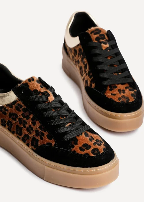 Linzi Nyra Leopard Print Lace Up Flatform Trainers - Size 6 Image 4