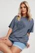 Yours Curve Grey Embroidered Boho Diamond Oversized T-Shirt - Size 26-28 Image 1