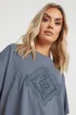 Yours Curve Grey Embroidered Boho Diamond Oversized T-Shirt - Size 26-28 Image 4