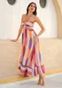 Yumi Multicolour Block Print Halter Neck Cotton Maxi Dress - M Image 2