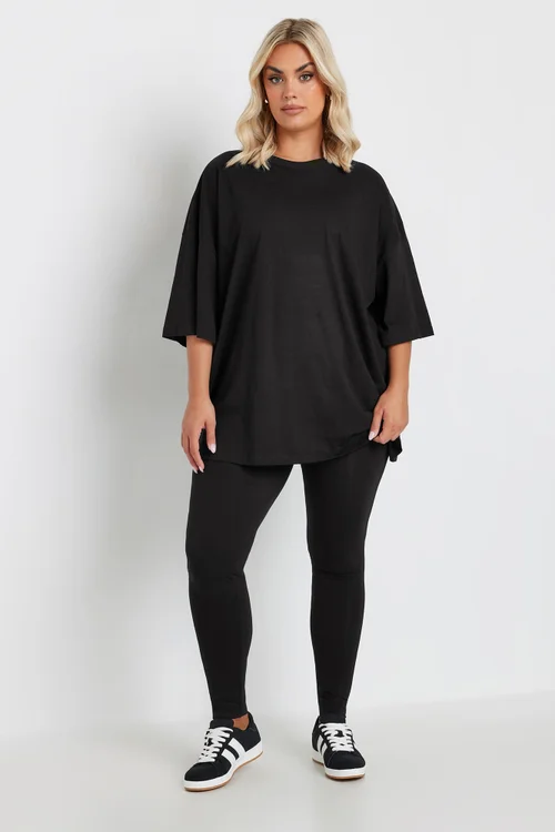 Yours Curve Black Oversized Boxy T Shirt - Size 26-28 Image 3