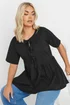 YOURS Curve Black Bow Tie Front Peplum Top - Size 20 Image 5