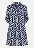 Yumi Navy Geo Print Tunic With Pockets - 14 Image 3