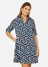 Yumi Navy Geo Print Tunic With Pockets - 14 Image 2